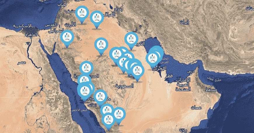 خريطة المدن الصناعية في المملكة العربية السعودية